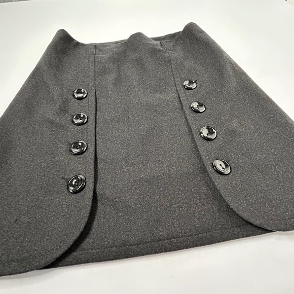 Per Se Gray Wool Cashmere Blend Button Front Mini Skirt - Women's Size 8 - Picture 2 of 10
